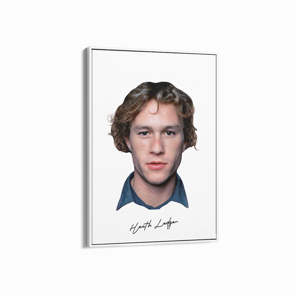 Big Head Retro Heath Ledger White Portrait