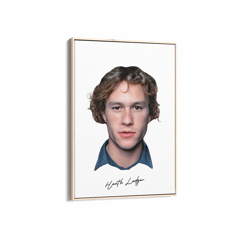 Big Head Retro Heath Ledger White Portrait