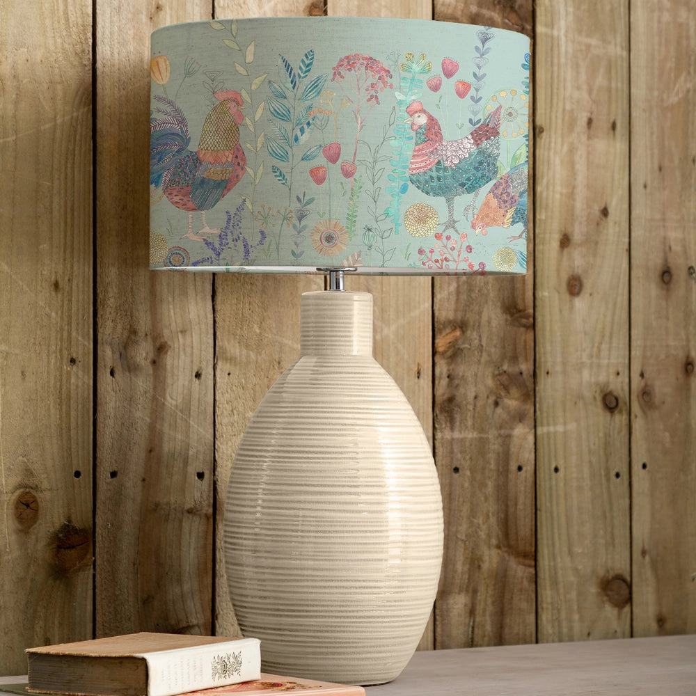 Bilbury Flock Eva & Epona Complete Table Lamp Cream/Robins Egg