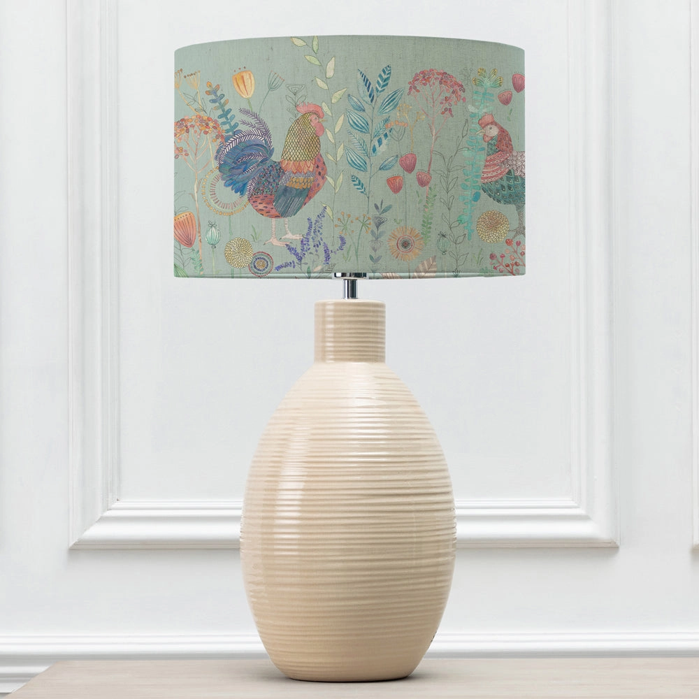 Bilbury Flock Eva & Epona Complete Table Lamp Cream/Robins Egg