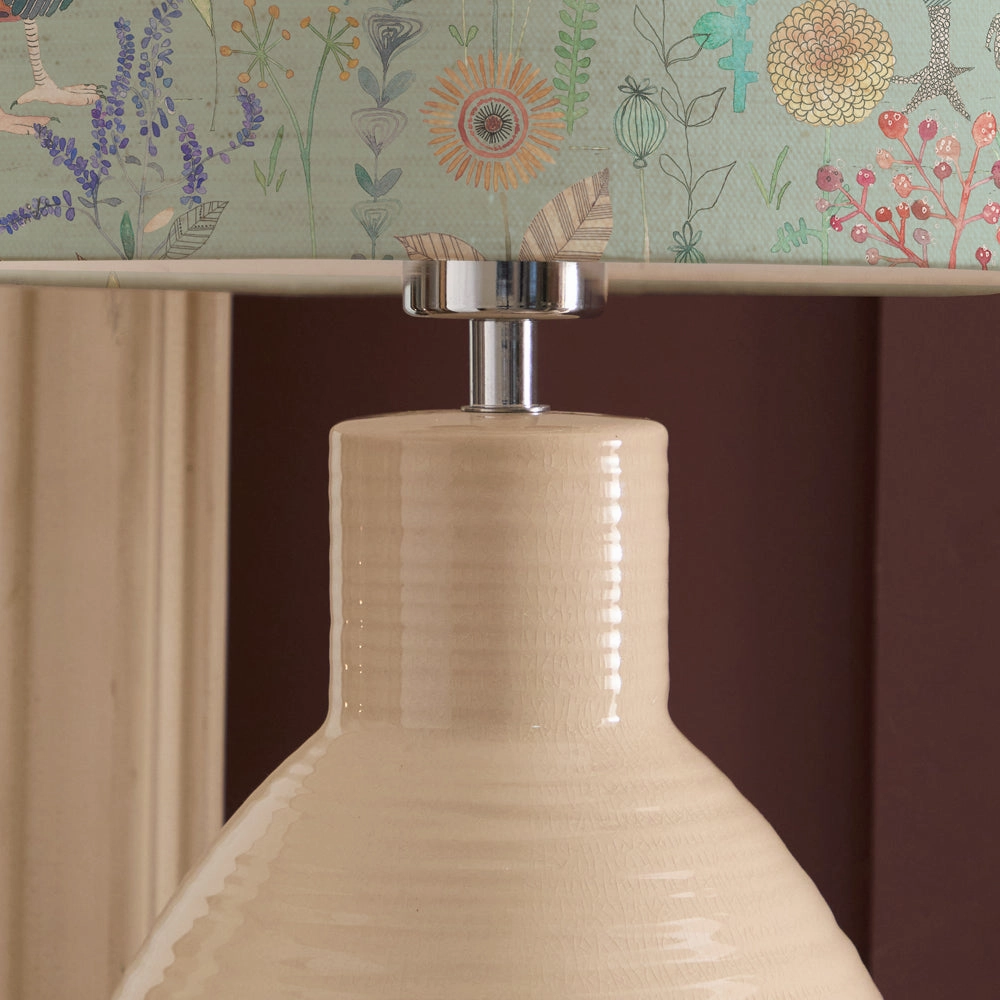 Bilbury Flock Eva & Epona Complete Table Lamp Cream/Robins Egg