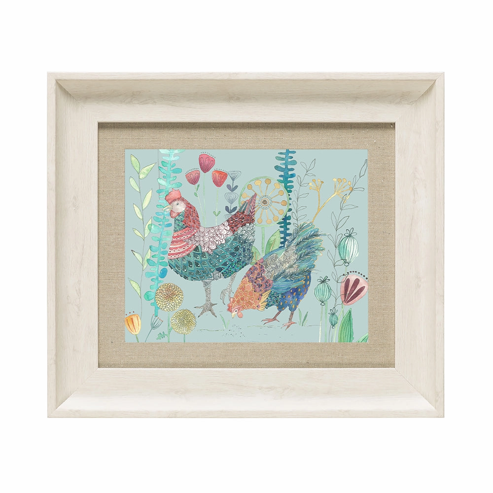 Bilbury Flock Framed Print Birch/Robins Egg