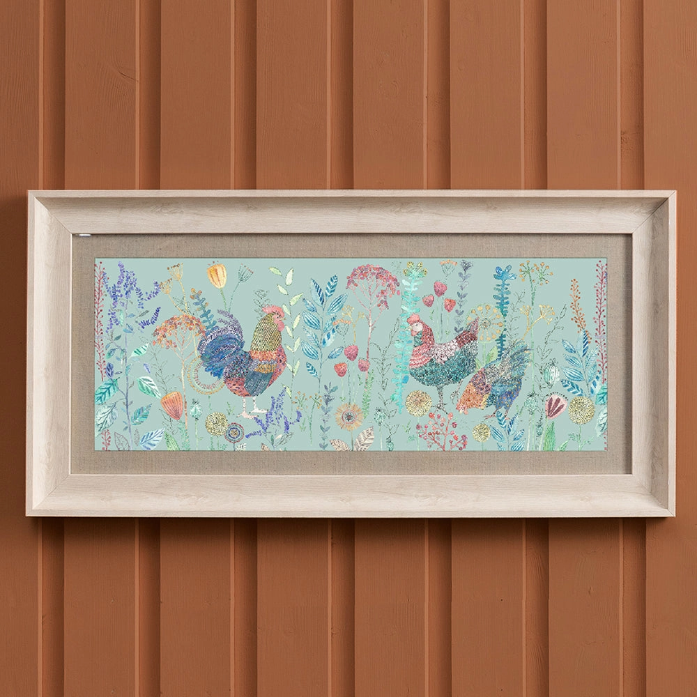Bilbury Flock Framed Print Birch/Robins Egg