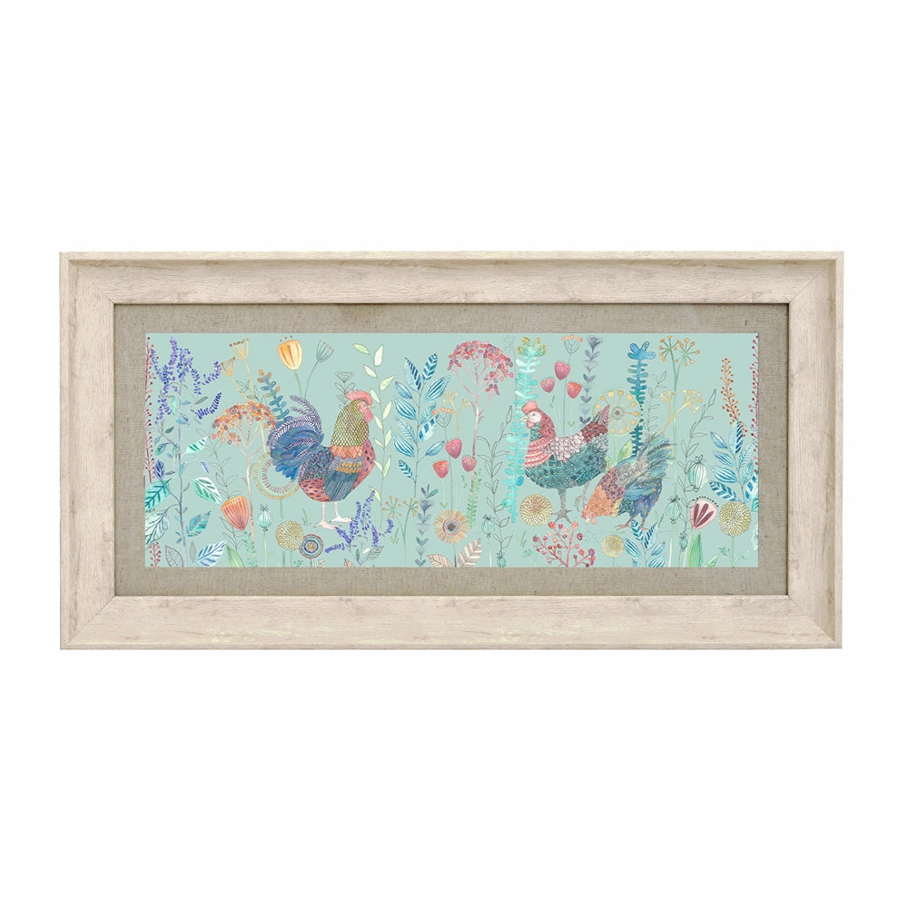 Bilbury Flock Framed Print Birch/Robins Egg