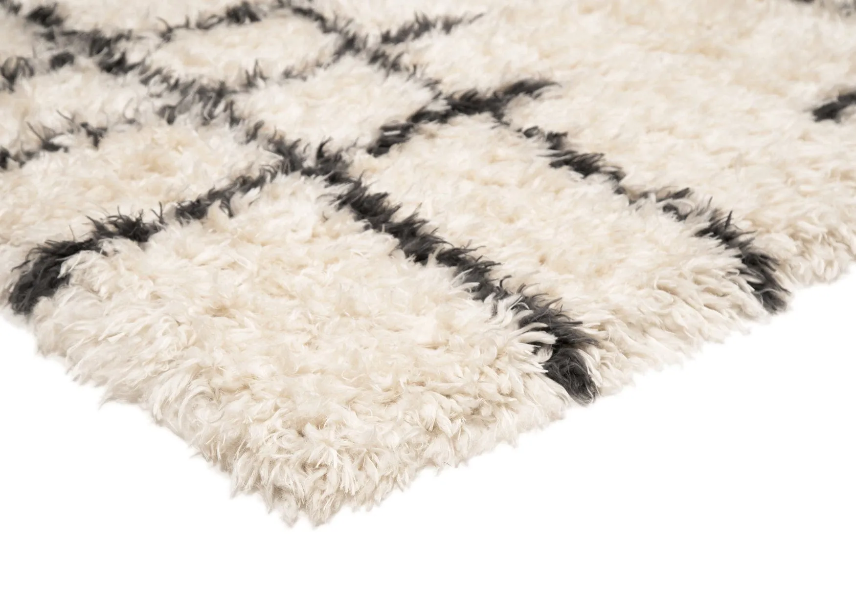 Binx Cream & Black Tribal Shag Rug *NO RETURNS UNLESS FAULTY