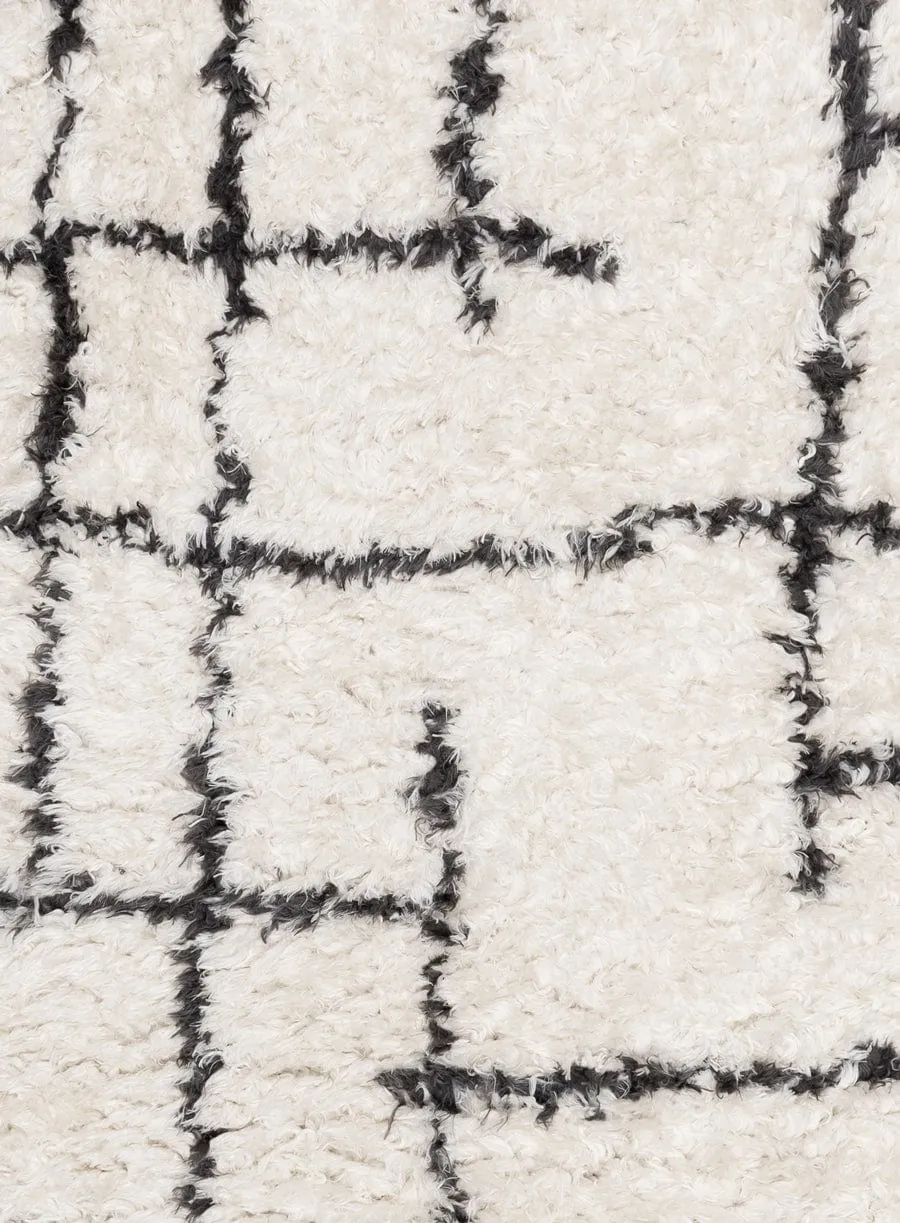 Binx Cream & Black Tribal Shag Rug *NO RETURNS UNLESS FAULTY
