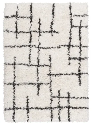 Binx Cream & Black Tribal Shag Rug *NO RETURNS UNLESS FAULTYmodern color block patchwork rug