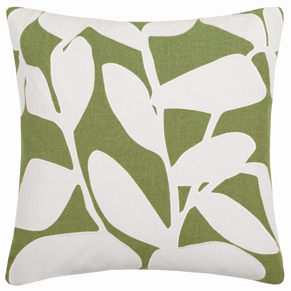 Birch Embroidered Feather Cushion Grass