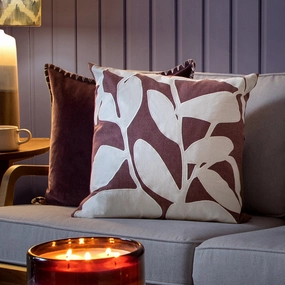 Birch Embroidered Feather Cushion Mauvehome decor ,wall decor 