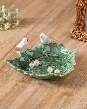 Bird on Maple Leaf Ring Dish - Greenhome decor ,wall decor 