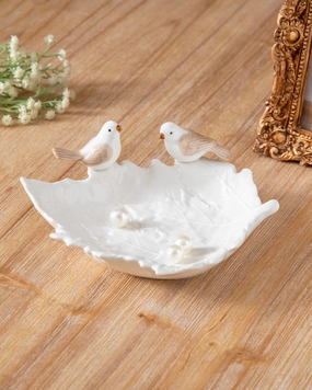 Bird on Maple Leaf Ring Dish - Whitehome decor ,wall decor 