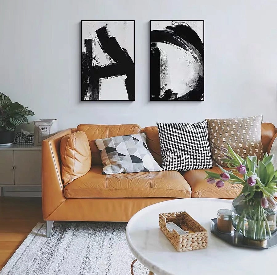 Black and White Alphabet Wall Art With Frame