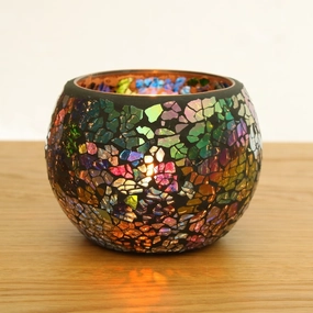 Black Coloured Glass Mosaic Candle Holderhome decoration ,modern home decor 
