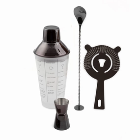 Black Mixology Shaker Tool Set 4 pcglass cups ,personalized mugs 