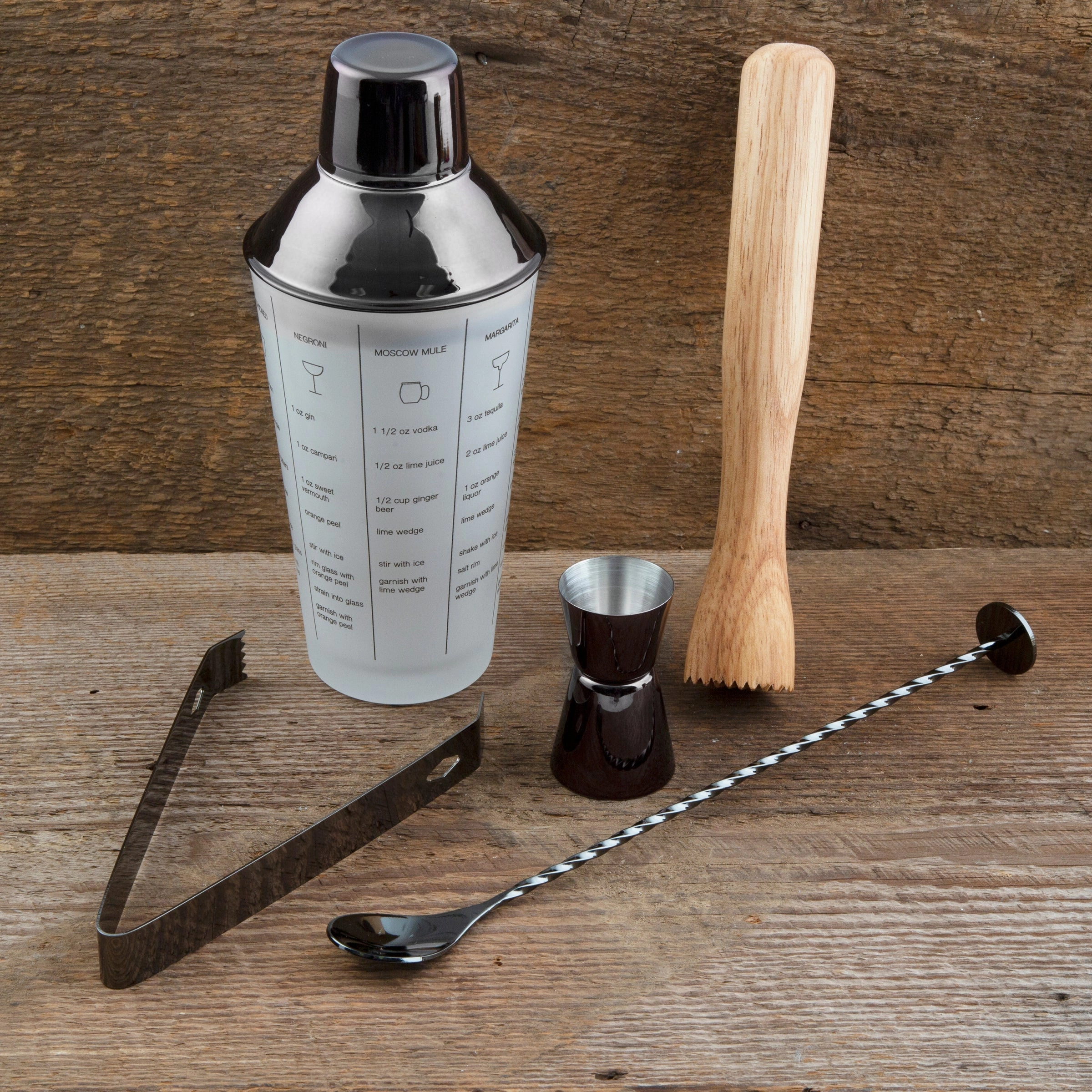 Black Mixology Shaker Tool Set 5 pc
