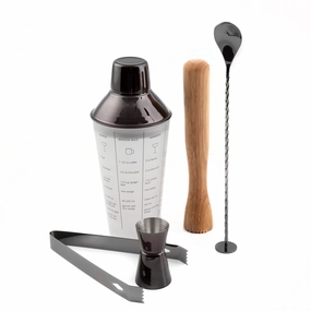 Black Mixology Shaker Tool Set 5 pcglass cups ,personalized mugs 
