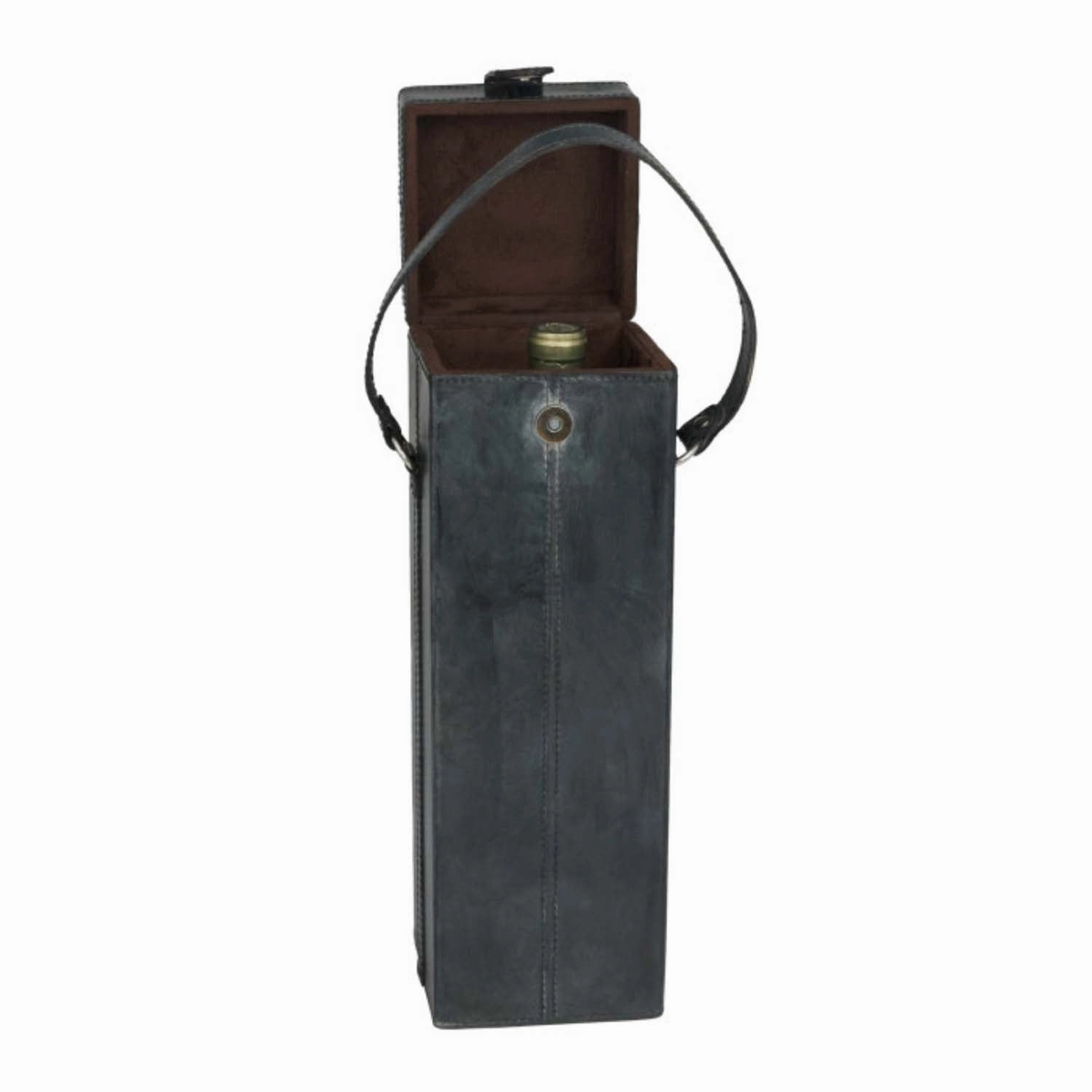 Black Solo Leather Wine Carrier