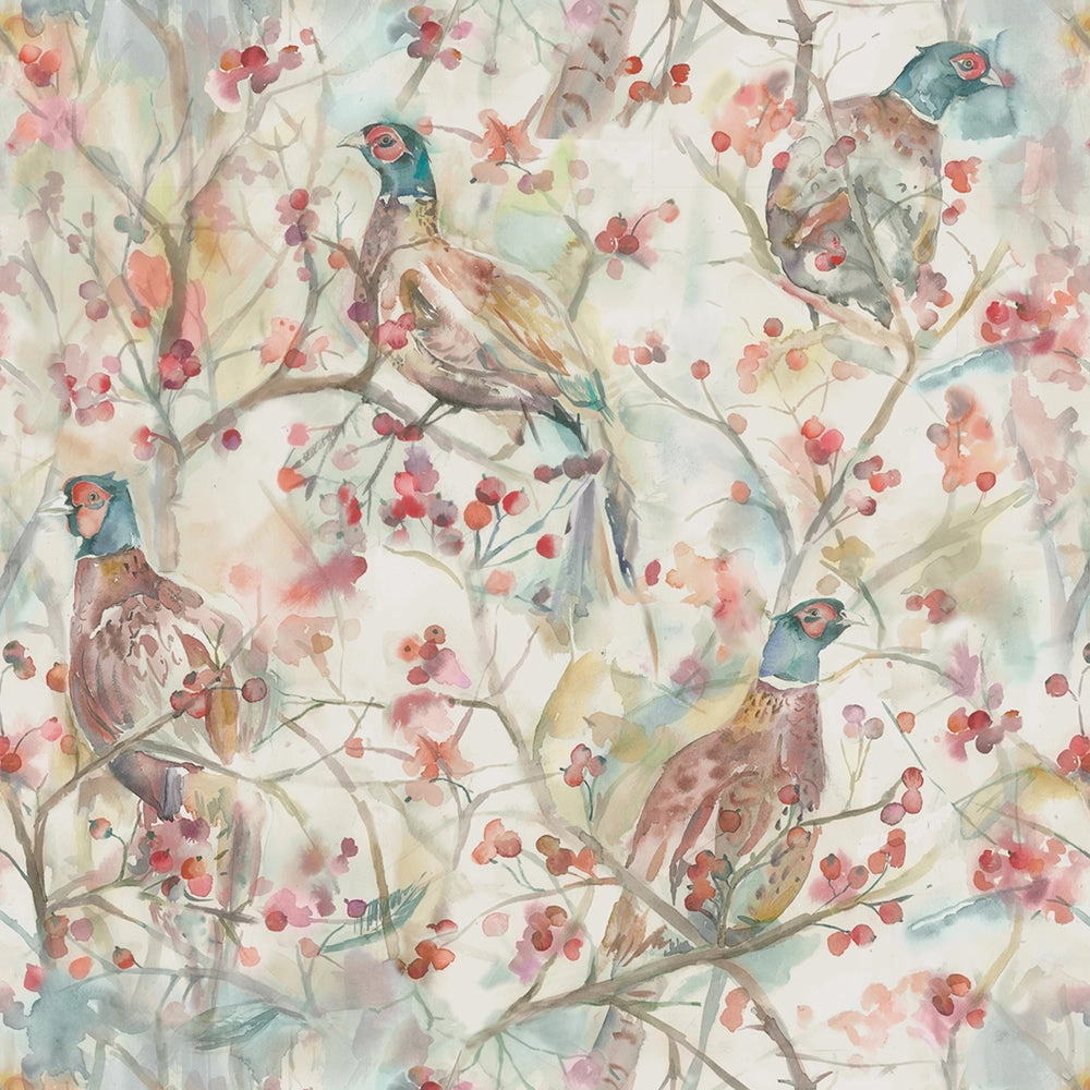 Blackberry Row Printed Cotton Made to Measure Roman Blinds Cream