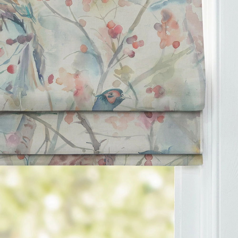 Blackberry Row Printed Cotton Made to Measure Roman Blinds Cream