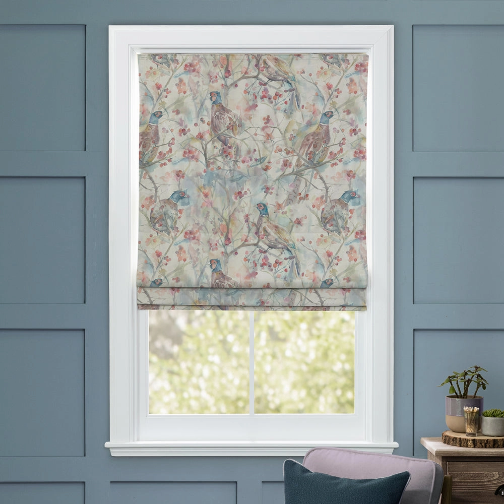 Blackberry Row Printed Cotton Made to Measure Roman Blinds Cream