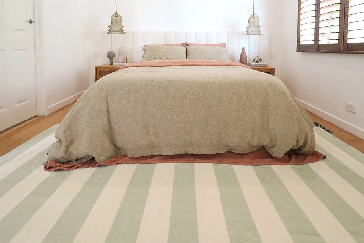 Blair Green Sage Stripe Washable Rug