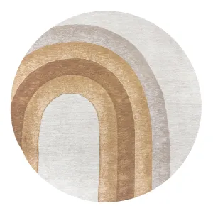 Blake Orange Rainbow Round Rugmodern color block patchwork rug