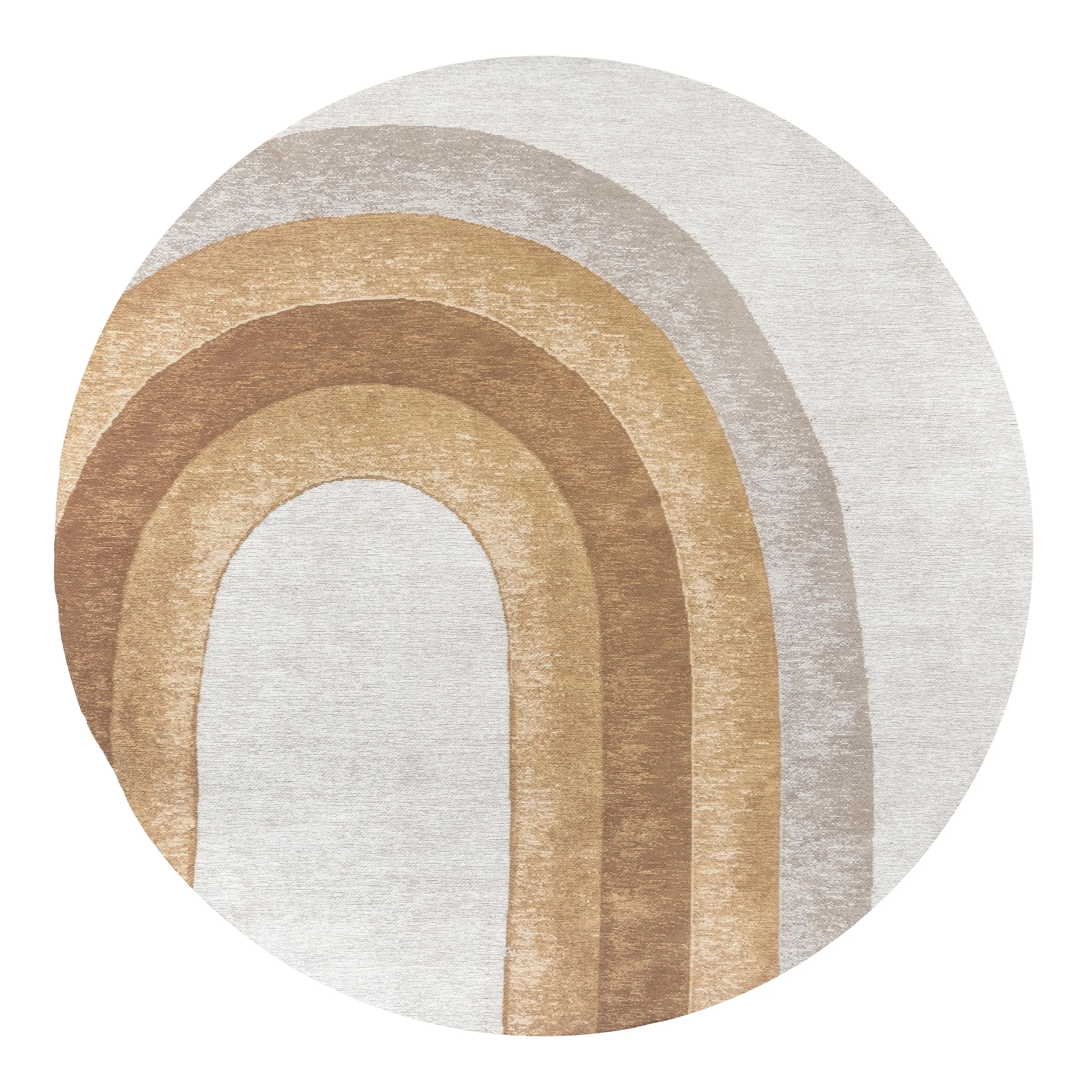 Blake Orange Rainbow Round Rugmodern color block patchwork rug