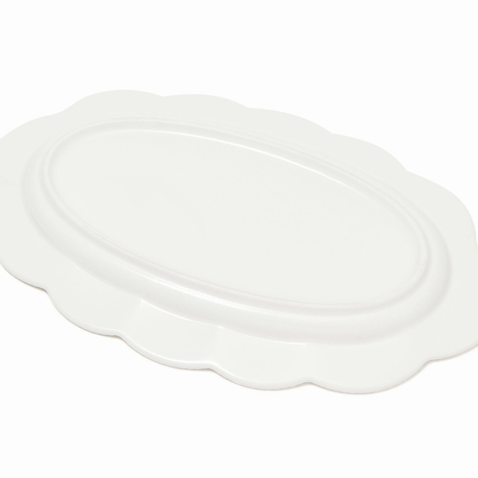 Blanche Oval Plate Flower  White