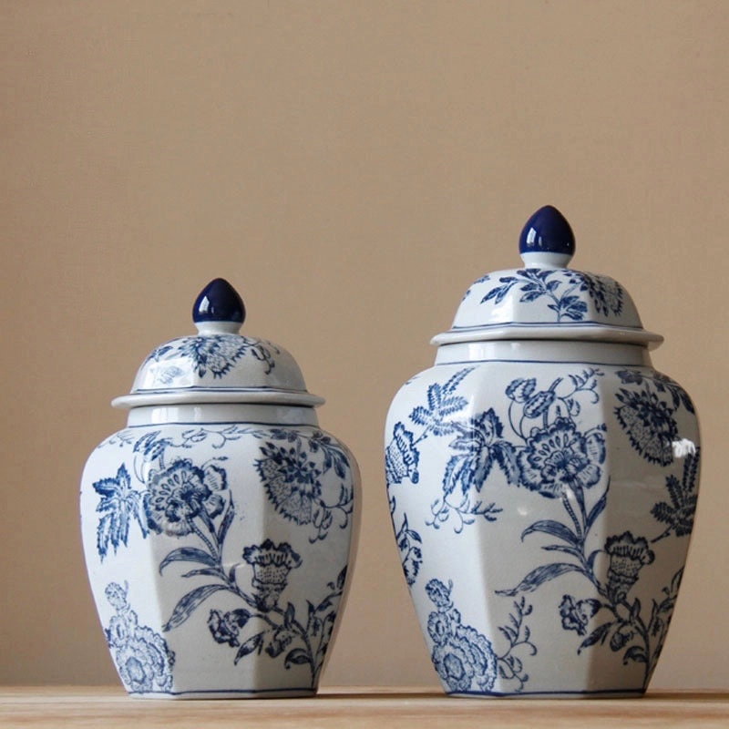 Blue & White Chinese Ceramic Urn