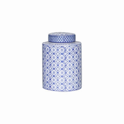Blue and White Ceramic Urn Vase