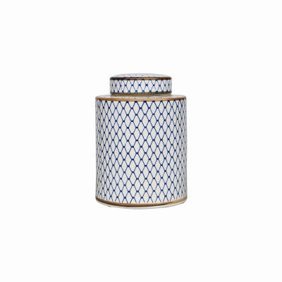 Blue and White Ceramic Urn Vase
