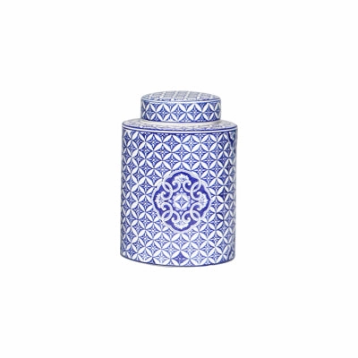 Blue and White Ceramic Urn Vase