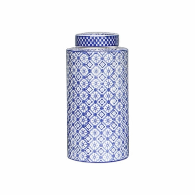 Blue and White Ceramic Urn Vase