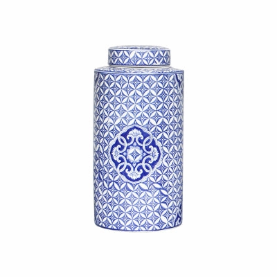 Blue and White Ceramic Urn Vase