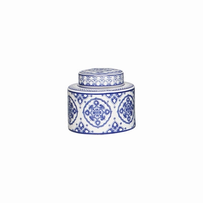 Blue and White Ceramic Urn Vase