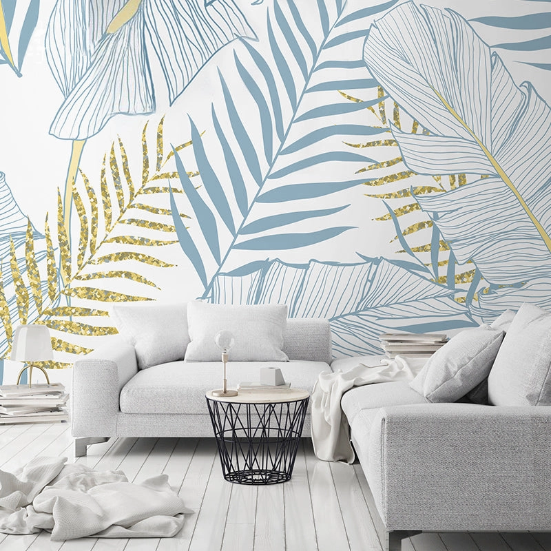 Blue and Yellow Palms Wallpapernordic style wall decor