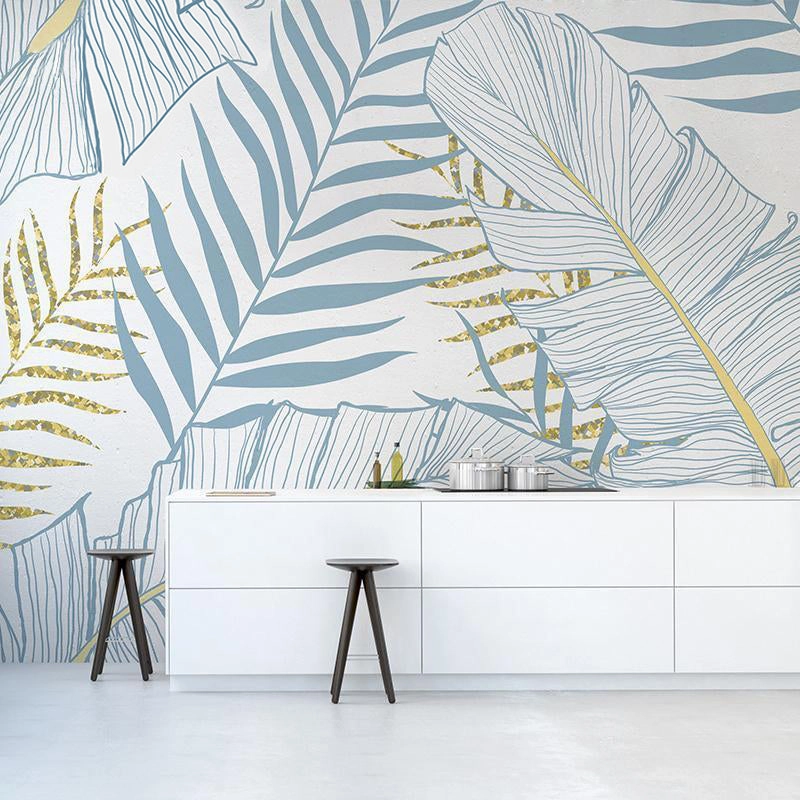 Blue and Yellow Palms Wallpaper