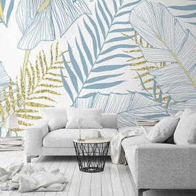 Blue and Yellow Palms Wallpapernordic style wall decor