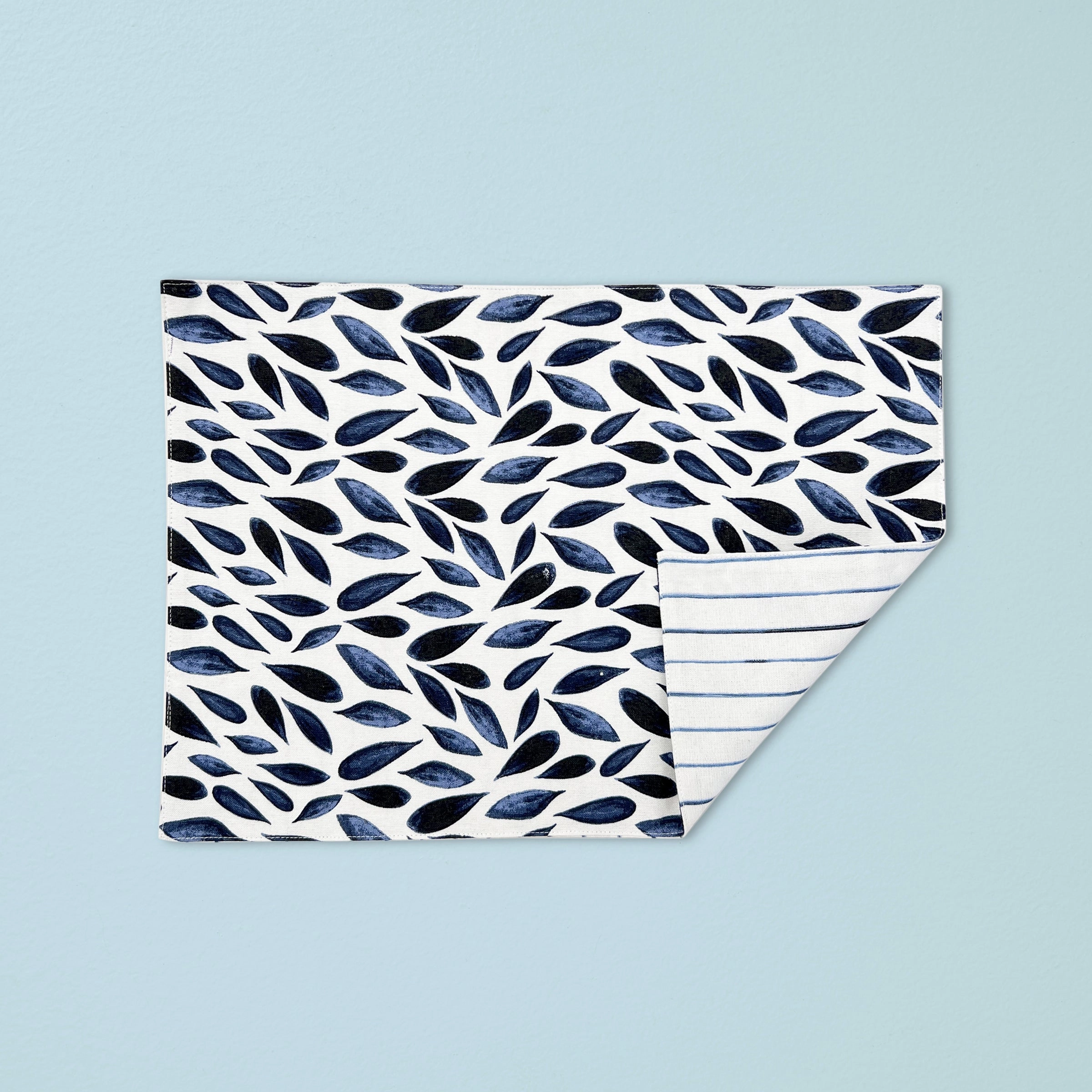 Blue Bay Leaf/Stripe Reversible Placematmodern kitchen decor ,kitchen dinner set ,dinnerware 