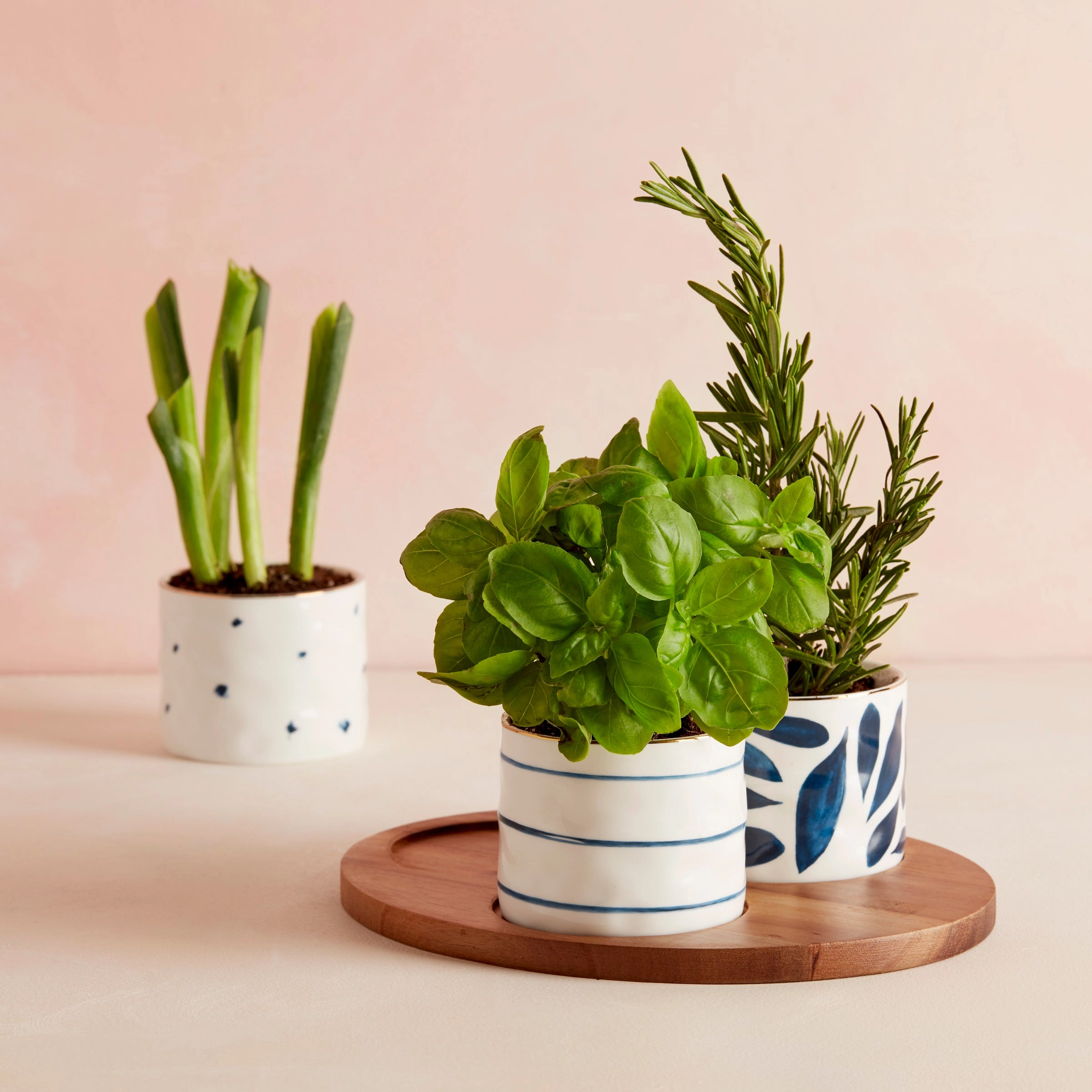 Blue Bay Snack Bowls - Set of 3 - With Wood Tray