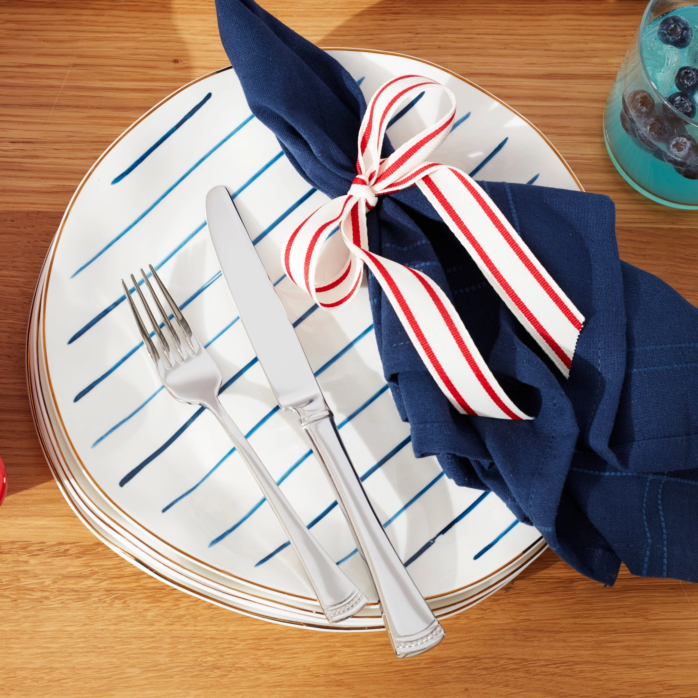 Blue Bay Stripes Dinner Plates - Set of 4