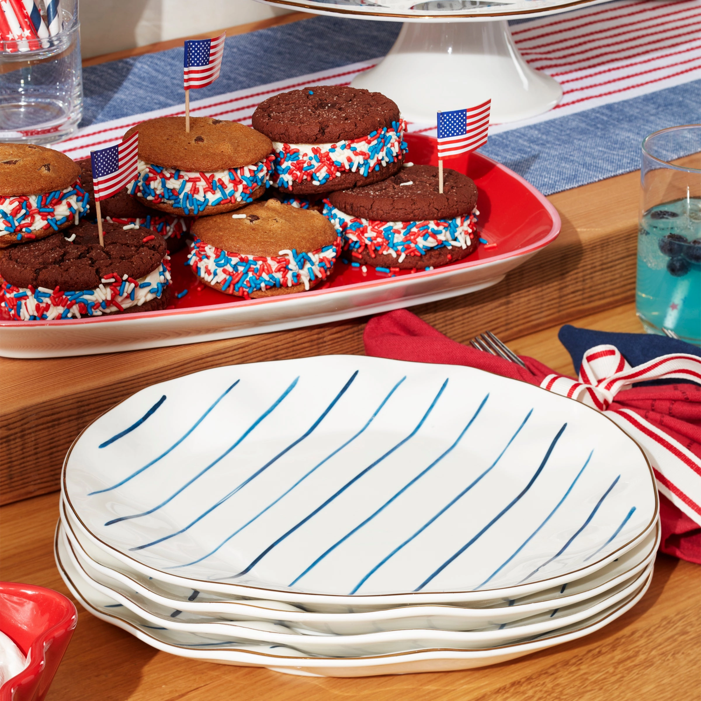 Blue Bay Stripes Dinner Plates - Set of 4