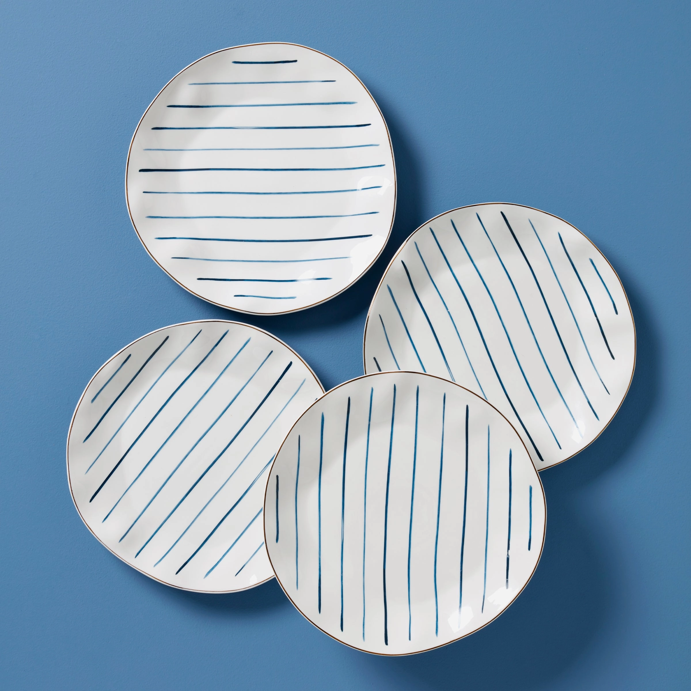 Blue Bay Stripes Dinner Plates - Set of 4modern kitchen decor ,kitchen dinner set ,dinnerware 