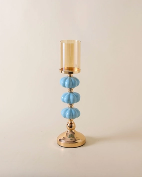 Blue Ceramic Accent Candle Holder - Smallhome decor ,wall decor 