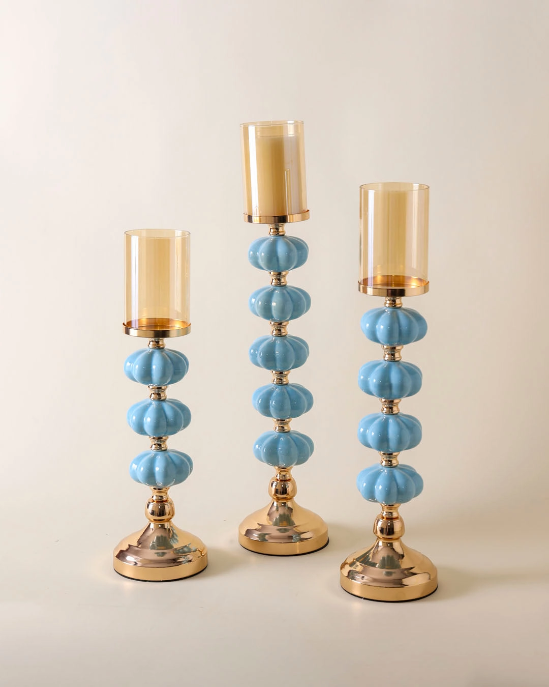 Blue Ceramic Accent Candle Holder - Small
