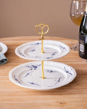 Blue Floral Scroll 2-Tier Cake standmodern kitchen decor ,kitchen dinner set ,dinnerware 