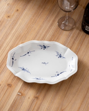 Blue Floral Scroll Plattermodern kitchen decor ,kitchen dinner set ,dinnerware 