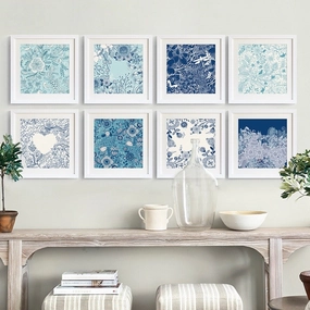 Blue Floral Wall Art With Framenordic style wall decor