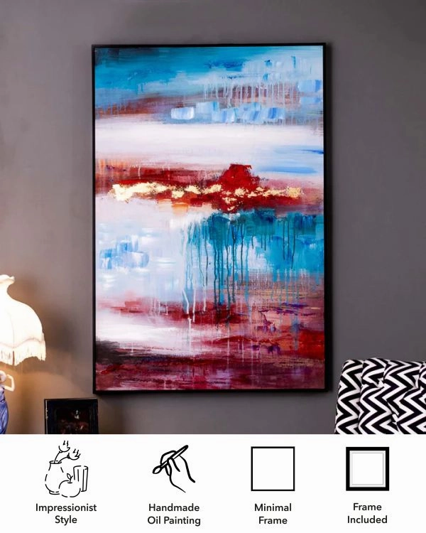 Blues Away Semi Hand-made Wall Art - 32*48  Inch