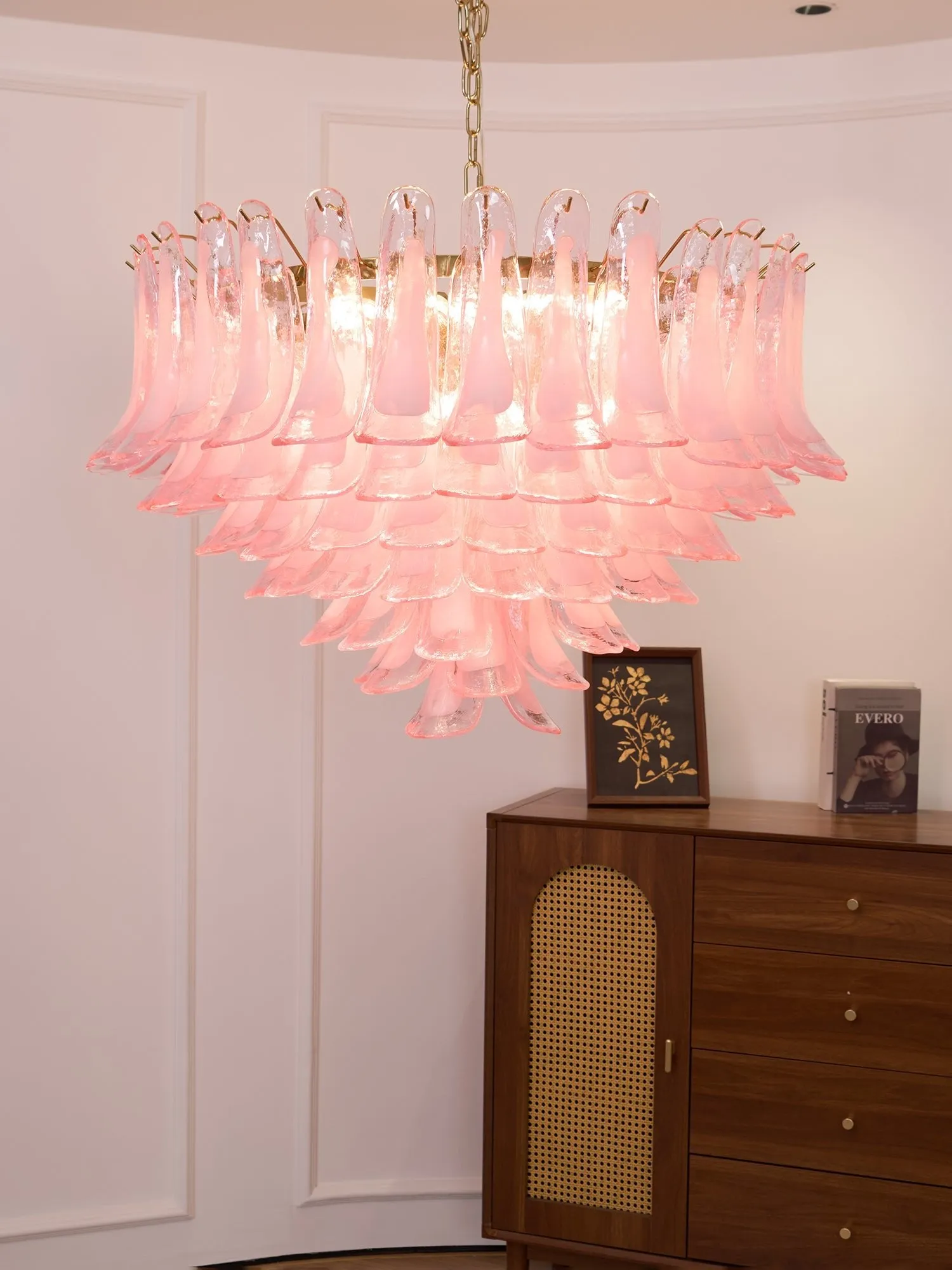 Blush Pink Glass Murano Chandelier